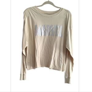 Marvel Cream Long Sleeve Raw Hem Top